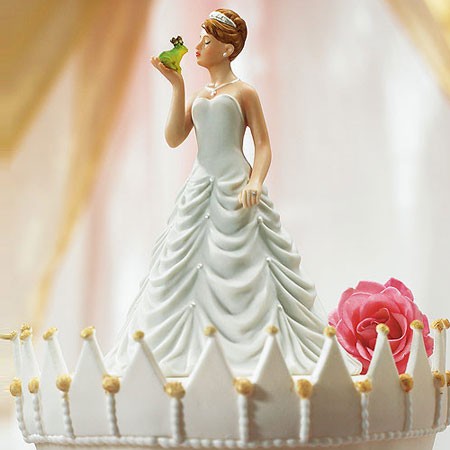 Princess Bride Kissing Her Frog Wedding Cake Topper 